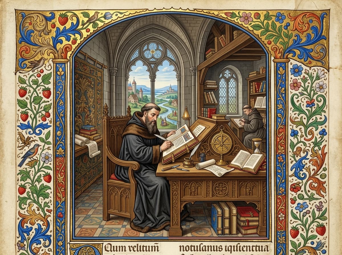 Medieval Scholar in Scriptorium